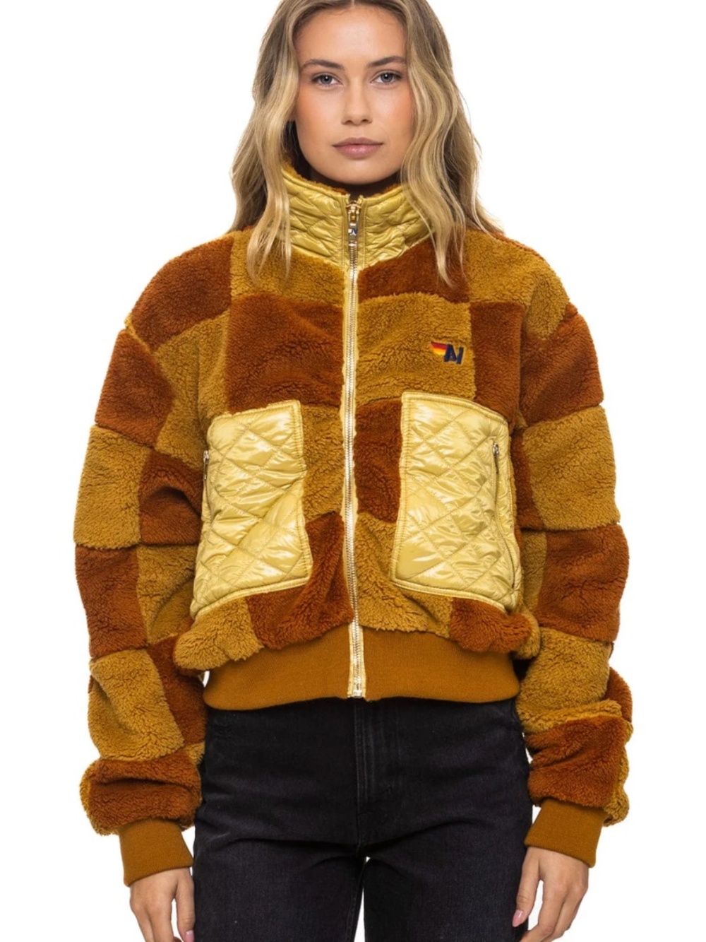 Aviator Nation TEDDY CHECKERBOARD WOMENS FULL ZIP JACKET - BNWT Size Small